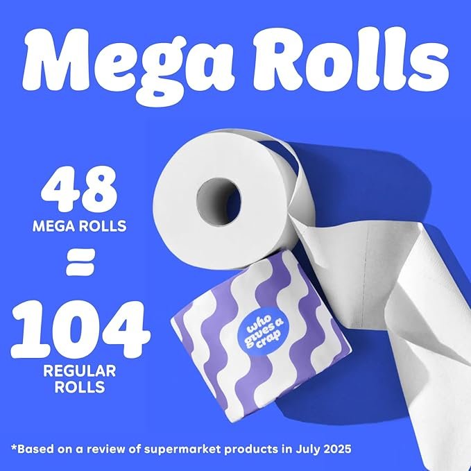 Who Gives A Crap 100% Recycled 3 Ply Double Length Toilet Paper Rolls, 400 Sheets, Pack of 48 - Image 9