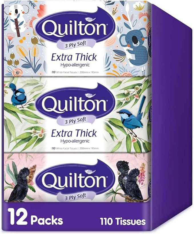 Quilton 3-Ply Extra Thick Hypo-Allergenic Facial Tissue 12 boxes