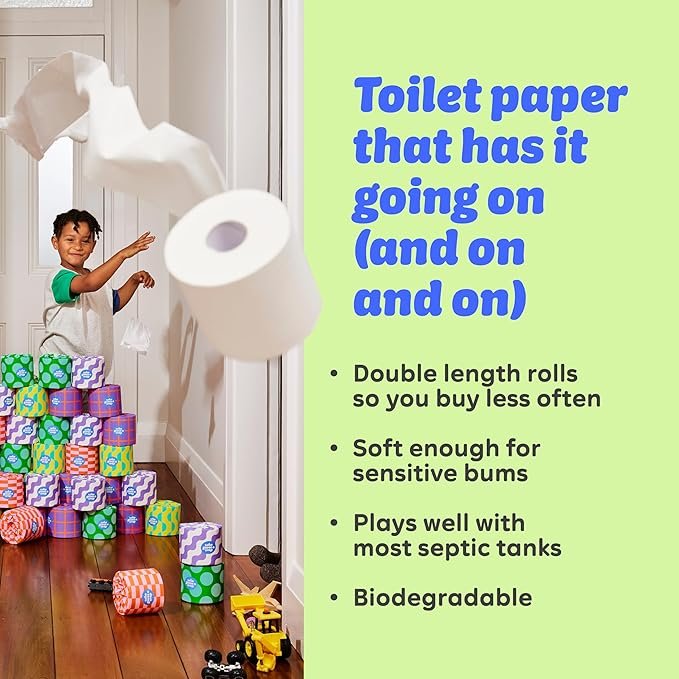 Who Gives A Crap 100% Recycled 3 Ply Double Length Toilet Paper Rolls, 400 Sheets, Pack of 48 - Image 4