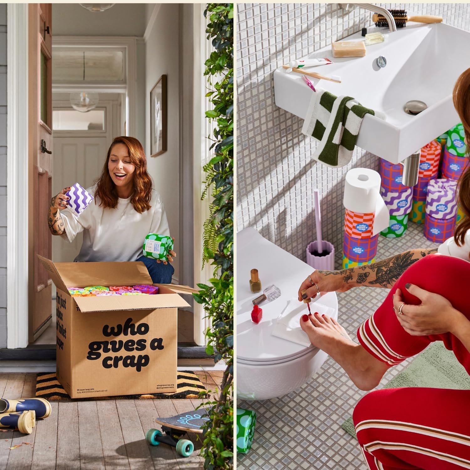 Who Gives A Crap 100% Recycled 3 Ply Double Length Toilet Paper Rolls, 400 Sheets, Pack of 48 - Image 3